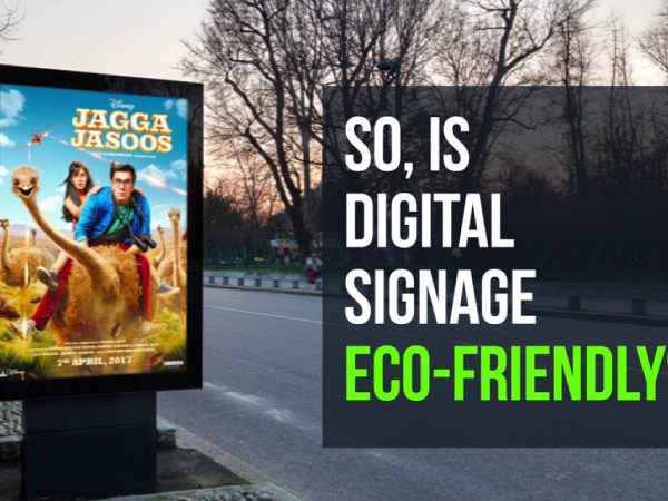 A Digital Signage About An Adeventurous Film On The Highway - Representing Eco-Friendly Signage Concept.